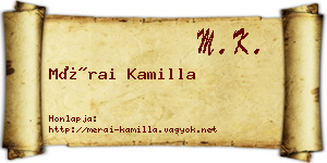 Mérai Kamilla névjegykártya